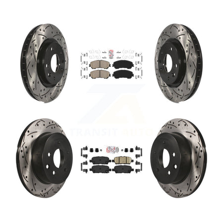 Front Rear Ceramic Pad & Drilled Slot Disc Brake Rotor Kit For Nissan Rogue Sport Qashqai KDA-100709