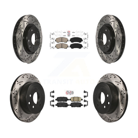 Front Rear Ceramic Pad & Drilled Slot Disc Brake Rotor Kit For Nissan Rogue Sport Qashqai KDA-100710