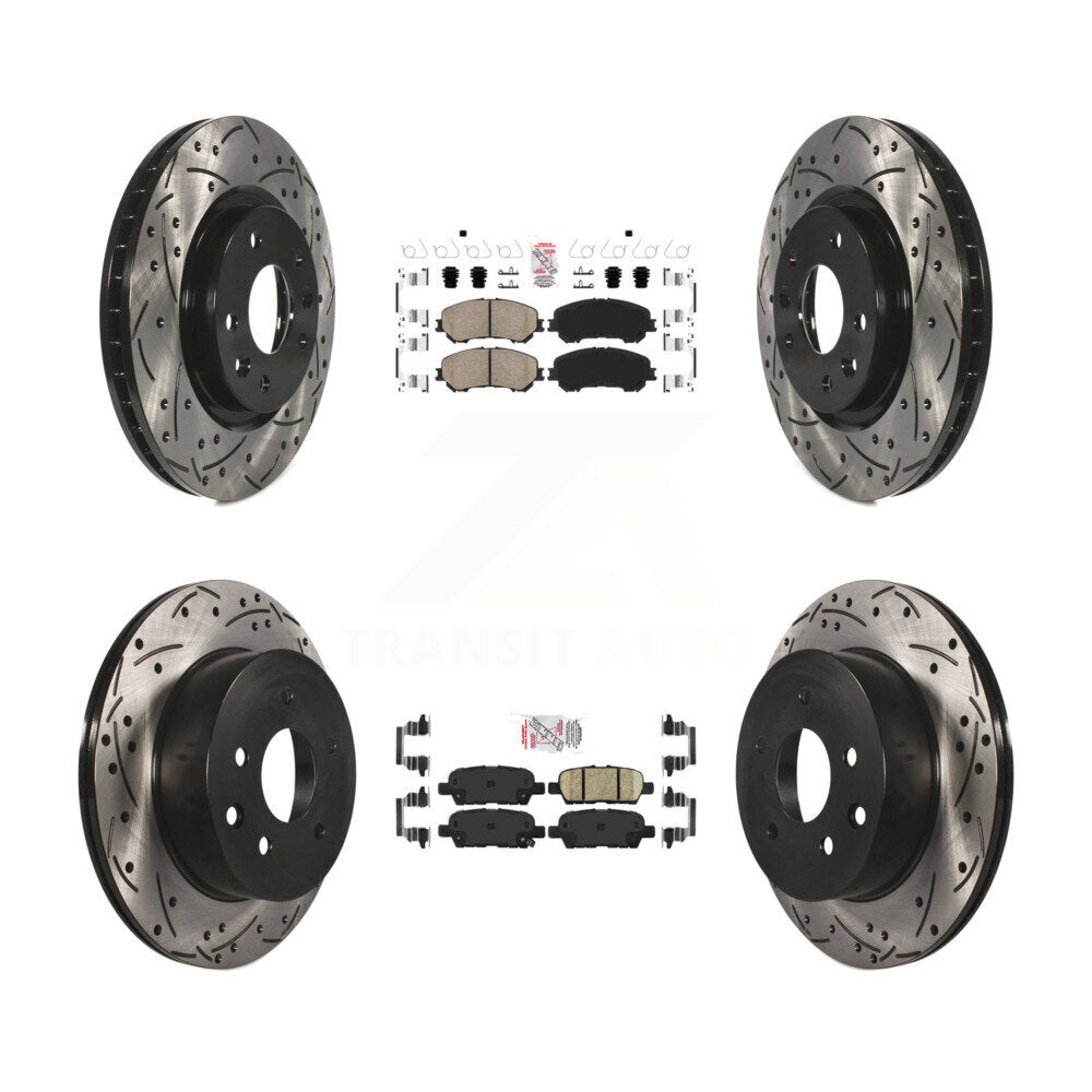 Front Rear Ceramic Pad & Drilled Slot Disc Brake Rotor Kit For Nissan Rogue Sport Qashqai KDA-100712