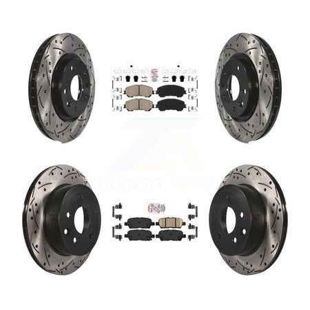 Front Rear Ceramic Pad & Drilled Slot Disc Brake Rotor Kit For Nissan Rogue Sport Qashqai KDA-100712