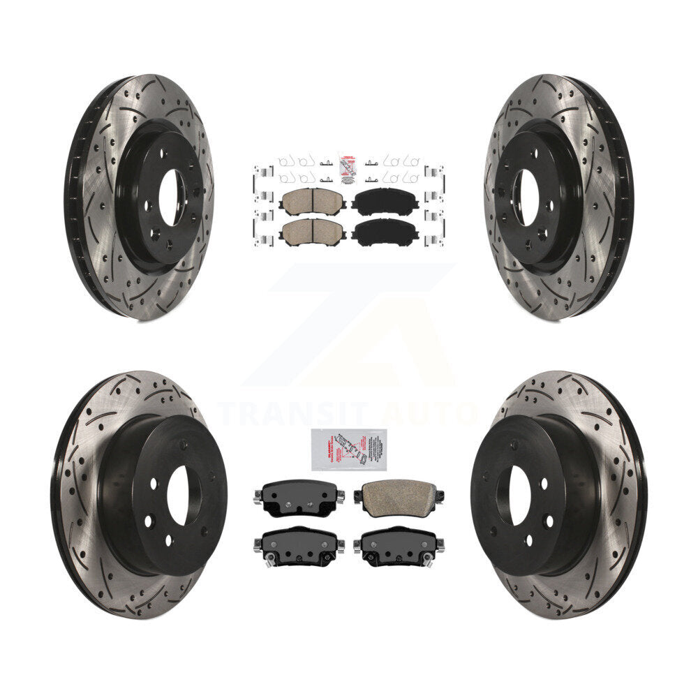 Front Rear Ceramic Pad Coat Drill Slot Disc Brake Rotor Kit For 2019 Nissan Rogue Sport S KDA-100715