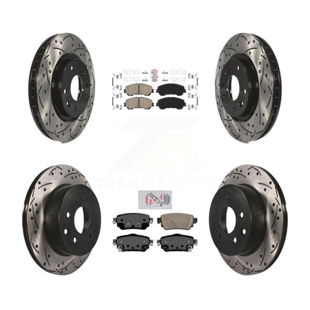 Front Rear Ceramic Pad Coat Drill Slot Disc Brake Rotor Kit For 2019 Nissan Rogue Sport S KDA-100715