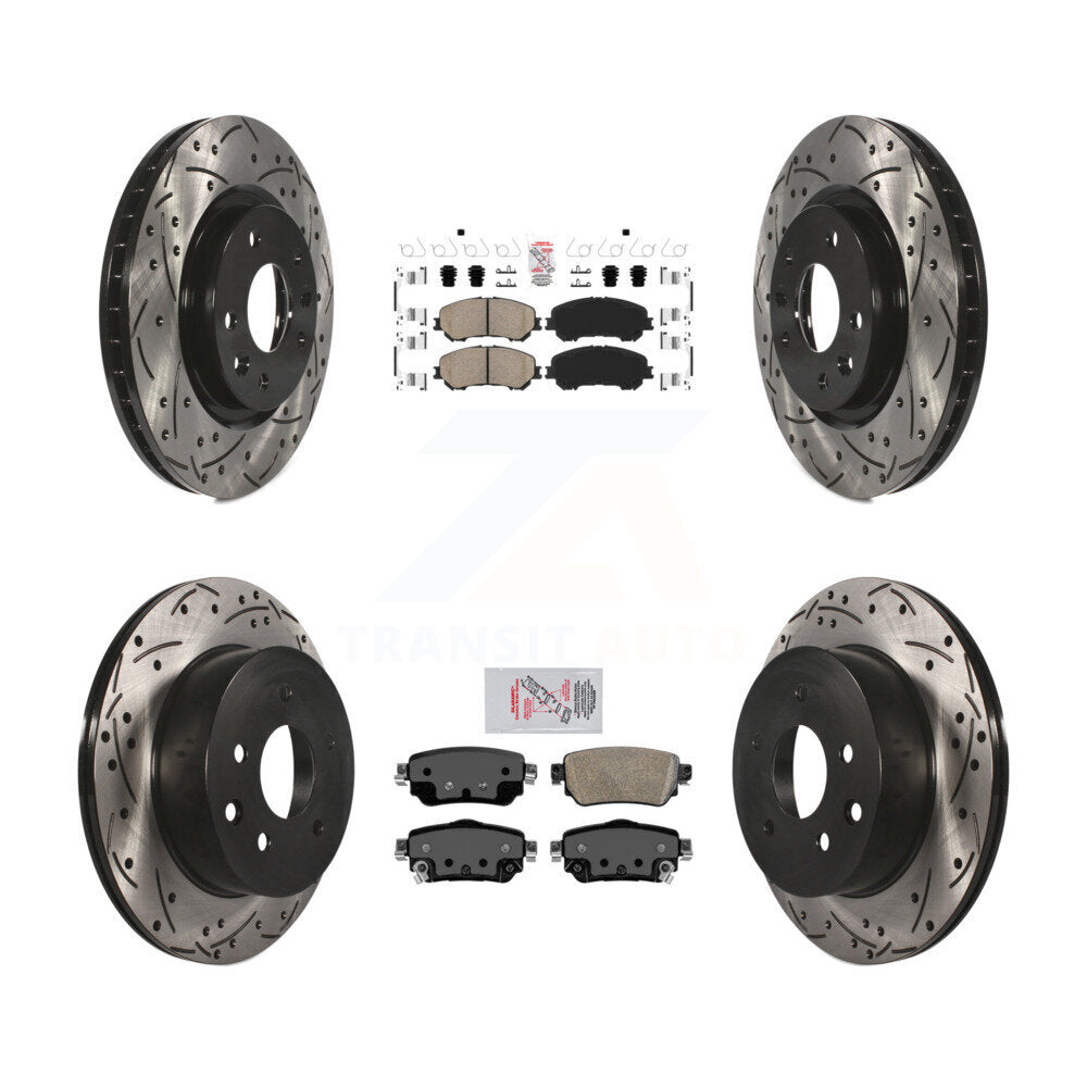 Front Rear Ceramic Pad Coat Drill Slot Disc Brake Rotor Kit For 2019 Nissan Rogue Sport S KDA-100719