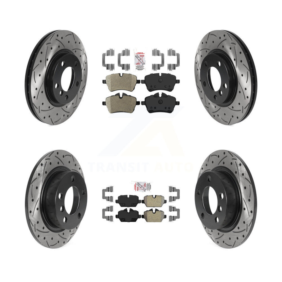 Front Rear Semi-Metallic Pad Drilled Slot Disc Brake Rotor Kit For Mini Cooper Countryman KDA-100721