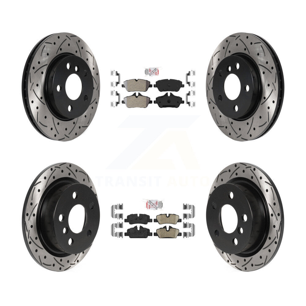 Front Semi-Metallic Rear Ceramic Pad Coat Drill Slot Disc Brake Rotor Kit For Mini Cooper KDA-100728
