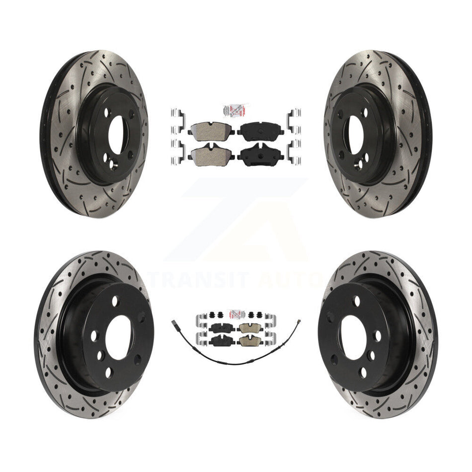 Front Semi-Metallic Rear Ceramic Pad Drill Slot Brake Rotor Kit For Mini Cooper 2.0L/1.5L KDA-100734
