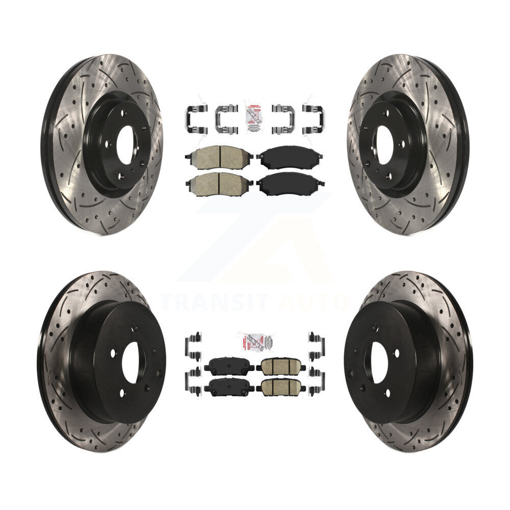 Front Semi-Metallic Rear Ceramic Pad Drilled Slot Disc Brake Rotors Kit For Nissan Murano KDA-100740