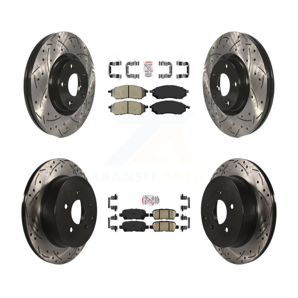 Front Semi-Metallic Rear Ceramic Pad Drilled Slot Disc Brake Rotors Kit For Nissan Murano KDA-100740