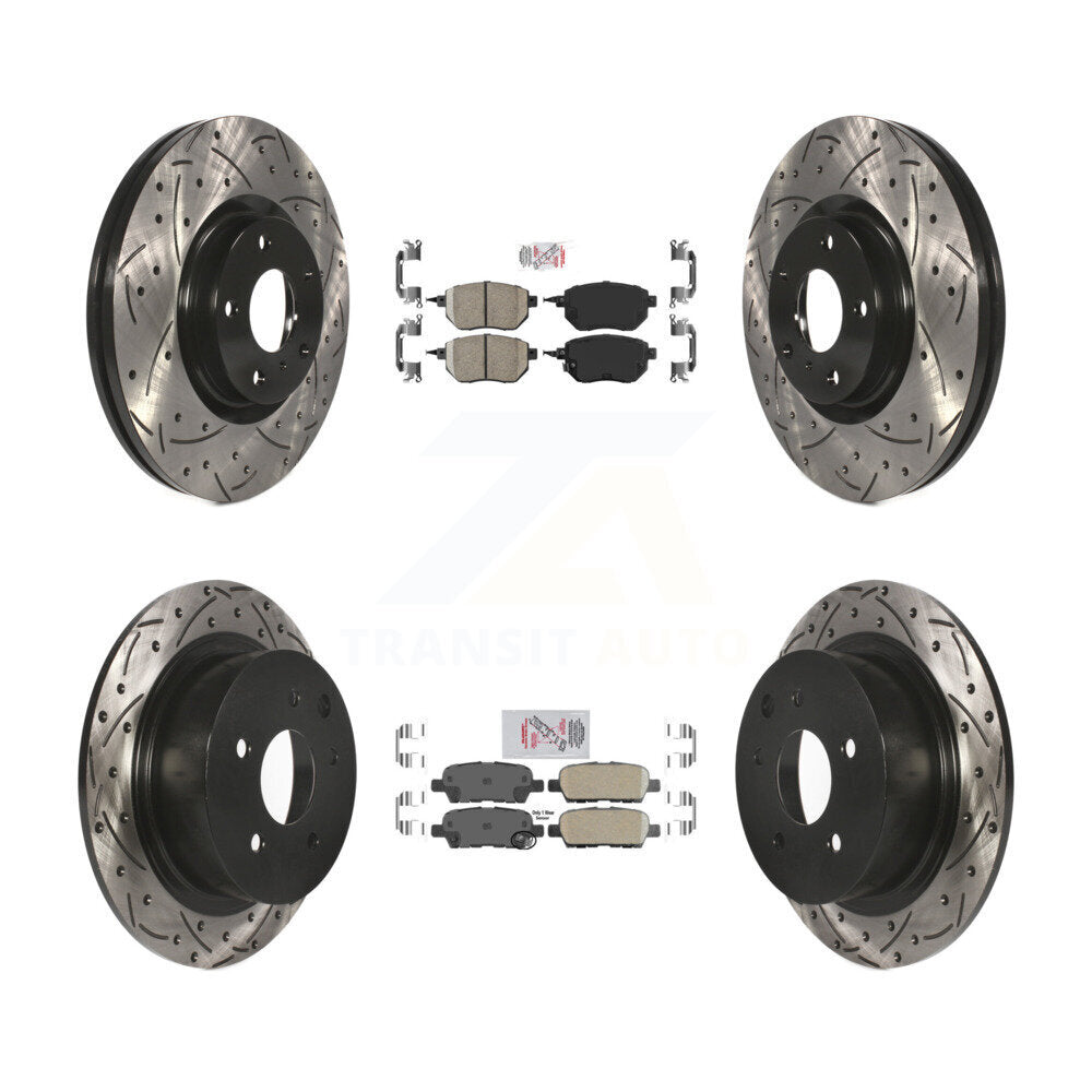 Front Rear Ceramic Pad Coated Drilled Slot Disc Brake Rotors Kit For Nissan Altima Maxima KDA-100746