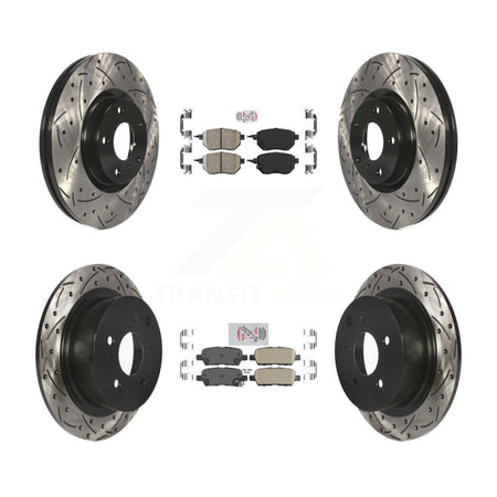 Front Rear Ceramic Pad Coated Drilled Slot Disc Brake Rotors Kit For Nissan Altima Maxima KDA-100746