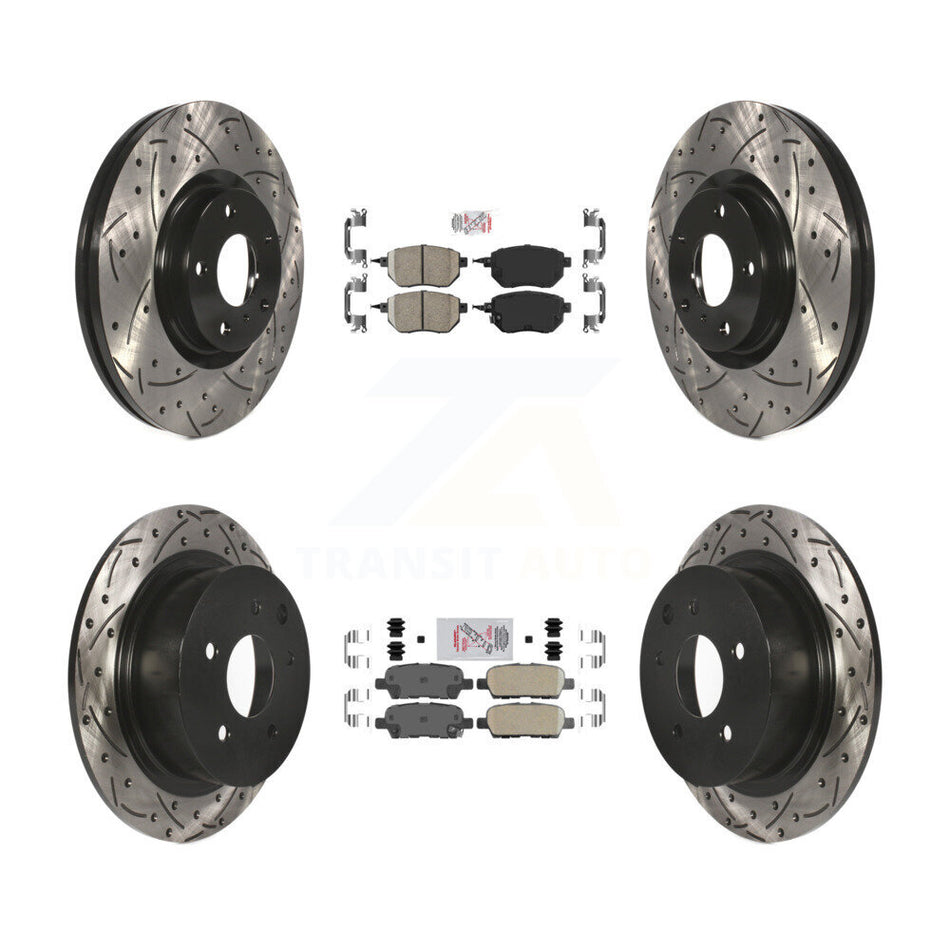 Front Rear Ceramic Pad Coated Drilled Slot Disc Brake Rotors Kit For Nissan Altima Maxima KDA-100747