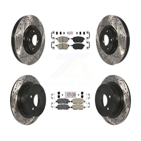 Front Rear Ceramic Pad Coated Drilled Slot Disc Brake Rotors Kit For Nissan Altima Maxima KDA-100749