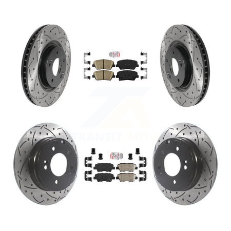 Front Rear Ceramic Pad And Coated Drilled Slotted Disc Brake Rotors Kit For Hyundai Azera KDA-100755