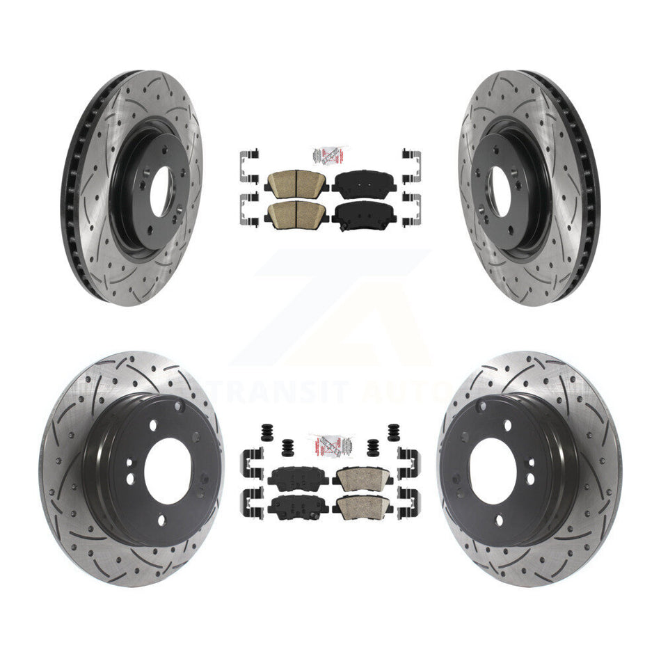 Front Rear Ceramic Pad And Coated Drilled Slotted Disc Brake Rotors Kit For Hyundai Azera KDA-100755