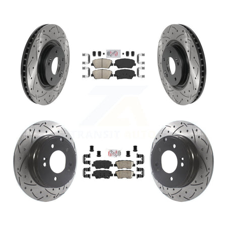 Front Rear Ceramic Pad And Coated Drilled Slotted Disc Brake Rotors Kit For Hyundai Azera KDA-100757