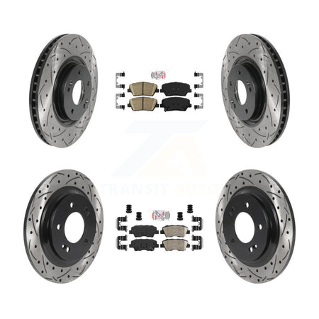 Front Rear Ceramic Pad & Drilled Slot Brake Rotor Kit For 2016-2017 Hyundai Azera Limited KDA-100765