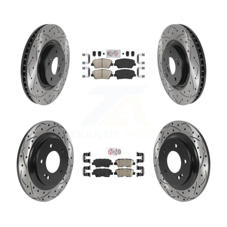 Front Rear Ceramic Pad & Drilled Slot Brake Rotor Kit For 2016-2017 Hyundai Azera Limited KDA-100766