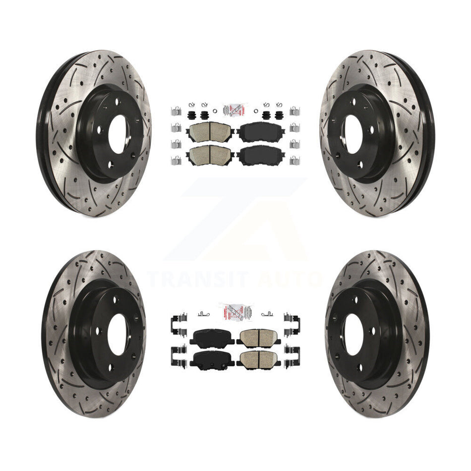 Front Rear Ceramic Pads And Coated Drilled Slotted Disc Brake Rotors Kit For Mazda 6 KDA-100768