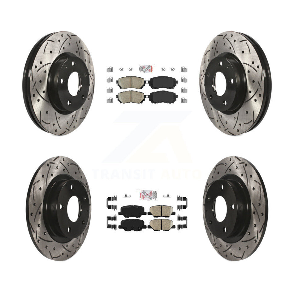 Front Rear Ceramic Pads And Coated Drilled Slotted Disc Brake Rotors Kit For Mazda 6 KDA-100769
