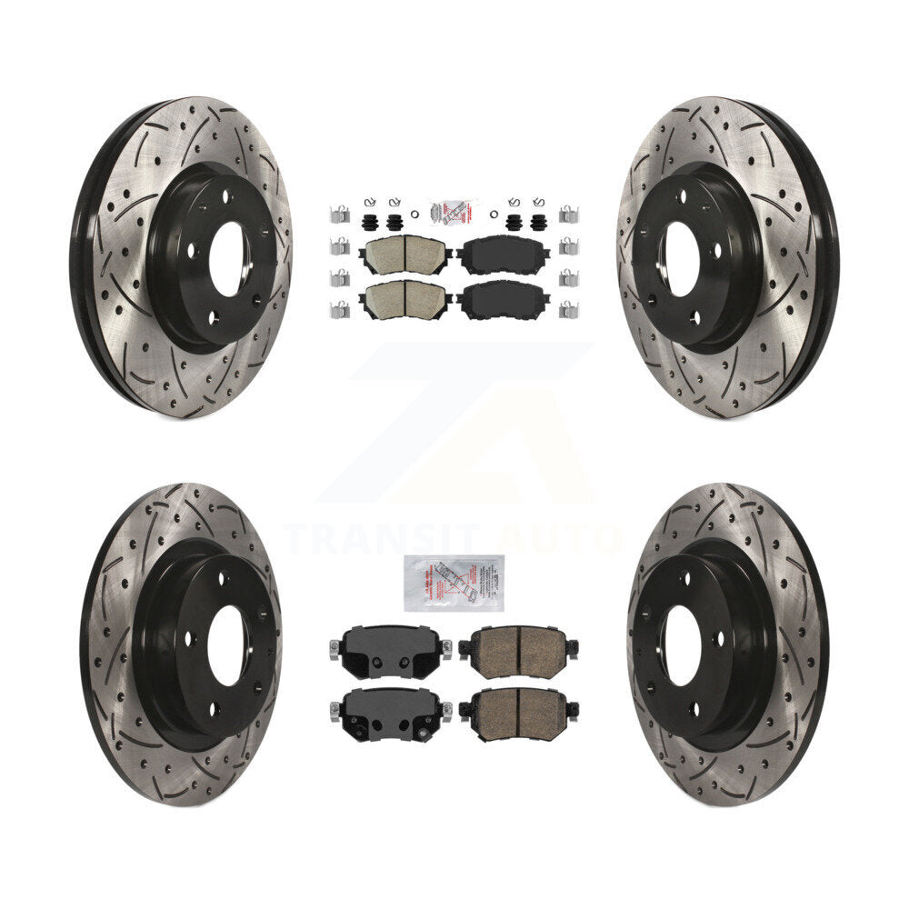 Front Rear Ceramic Pad Coated Drilled Slotted Disc Brake Rotors Kit For 2016-2018 Mazda 6 KDA-100770