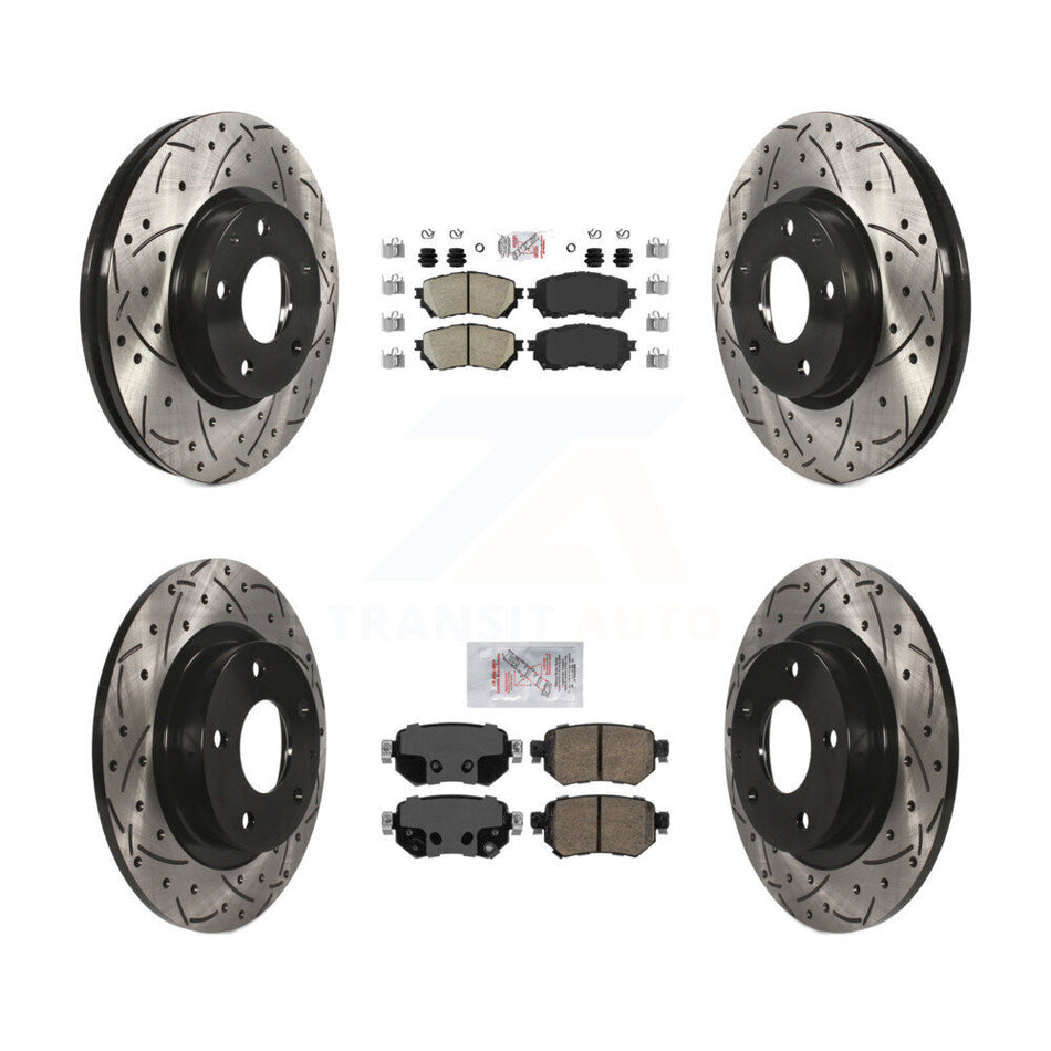 Front Rear Ceramic Pad Coated Drilled Slotted Disc Brake Rotors Kit For 2016-2018 Mazda 6 KDA-100770