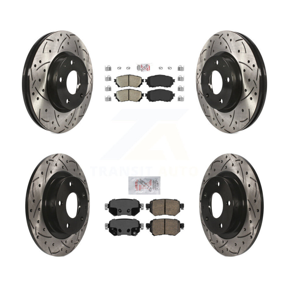 Front Rear Ceramic Pad Coated Drilled Slotted Disc Brake Rotors Kit For 2016-2018 Mazda 6 KDA-100771