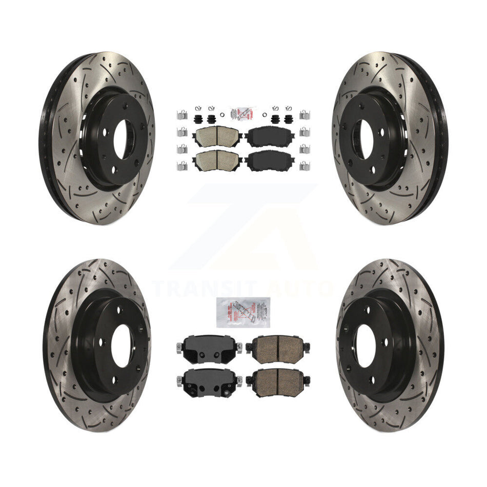 Front Rear Ceramic Pad Drilled Slot Brake Rotor Kit For 19-21 Mazda 6 Naturally Aspirated KDA-100772