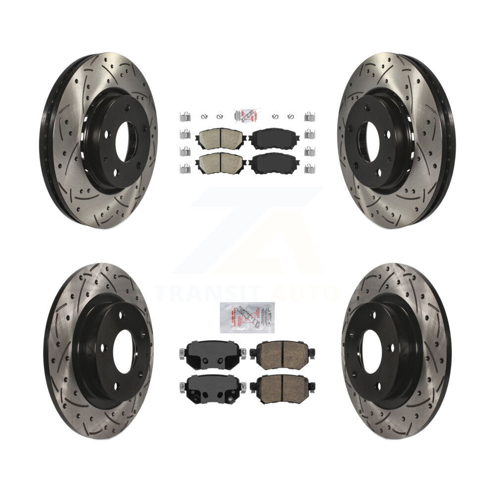 Front Rear Ceramic Pad Drilled Slot Brake Rotor Kit For 19-21 Mazda 6 Naturally Aspirated KDA-100773