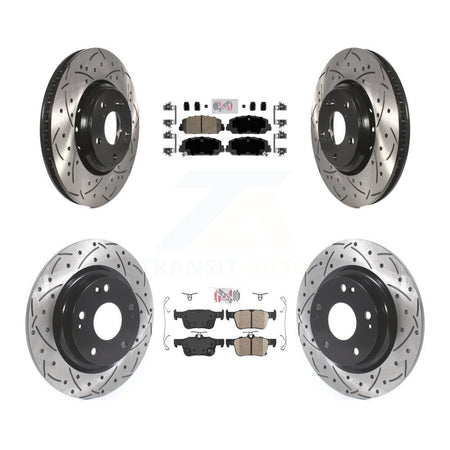 Front Rear Ceramic Pads And Coated Drilled Slotted Disc Brake Rotors Kit For Honda Civic KDA-100775