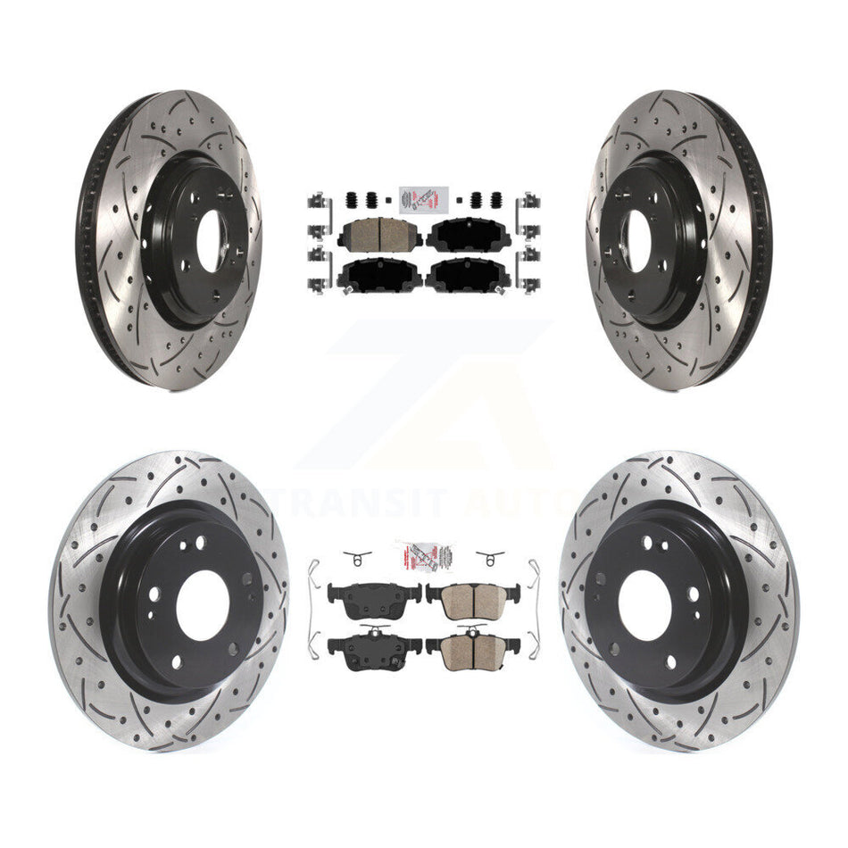 Front Rear Ceramic Pads And Coated Drilled Slotted Disc Brake Rotors Kit For Honda Civic KDA-100775
