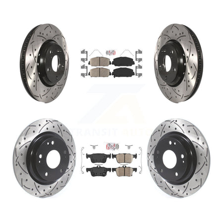 Front Rear Ceramic Pads And Coated Drilled Slotted Disc Brake Rotors Kit For Honda Civic KDA-100779