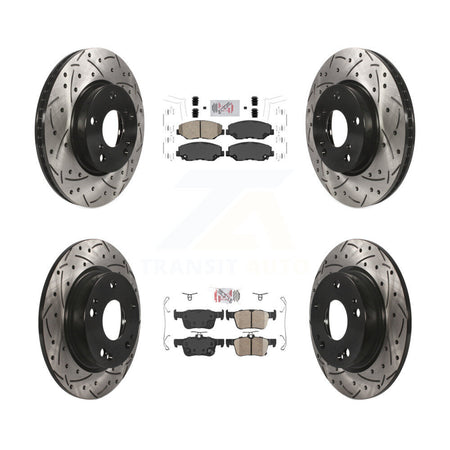 Front Rear Ceramic Pads And Coated Drilled Slotted Disc Brake Rotors Kit For Honda Civic KDA-100780
