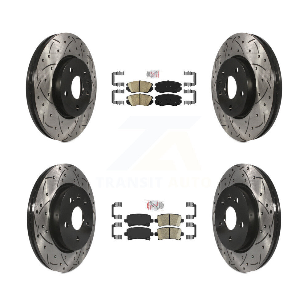 Front Rear Ceramic Pad Drill Slot Disc Brake Rotors Kit For Chevrolet Malibu Impala Buick KDA-100787
