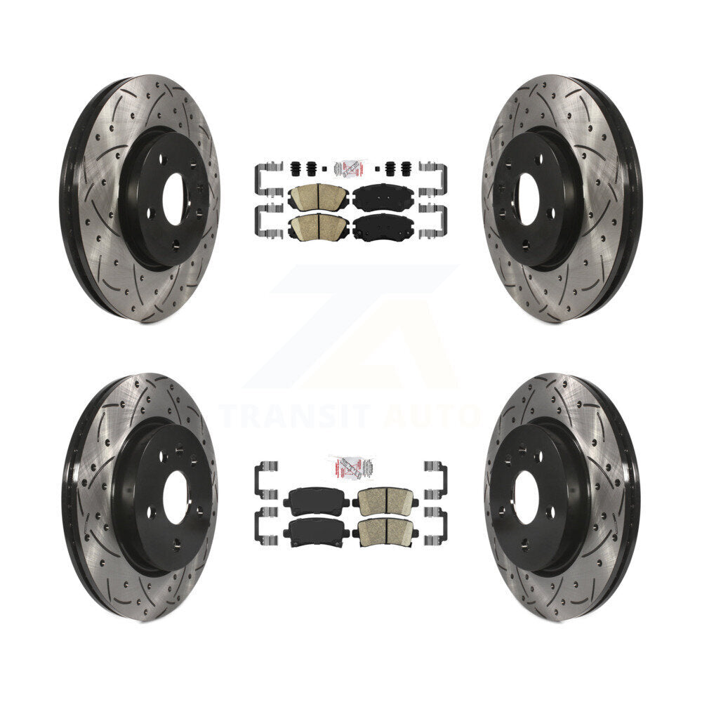 Front Rear Ceramic Pad Drill Slot Disc Brake Rotors Kit For Chevrolet Malibu Impala Buick KDA-100788