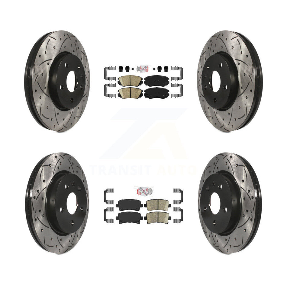 Front Rear Ceramic Pad Drill Slot Disc Brake Rotors Kit For Chevrolet Malibu Impala Buick KDA-100788