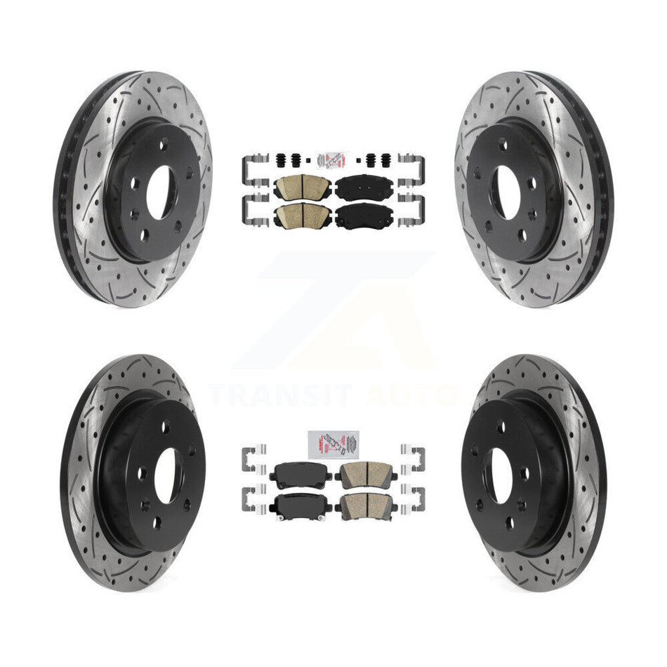 Front Rear Ceramic Pad & Coated Drilled Slotted Disc Brake Rotor Kit For Chevrolet Malibu KDA-100792