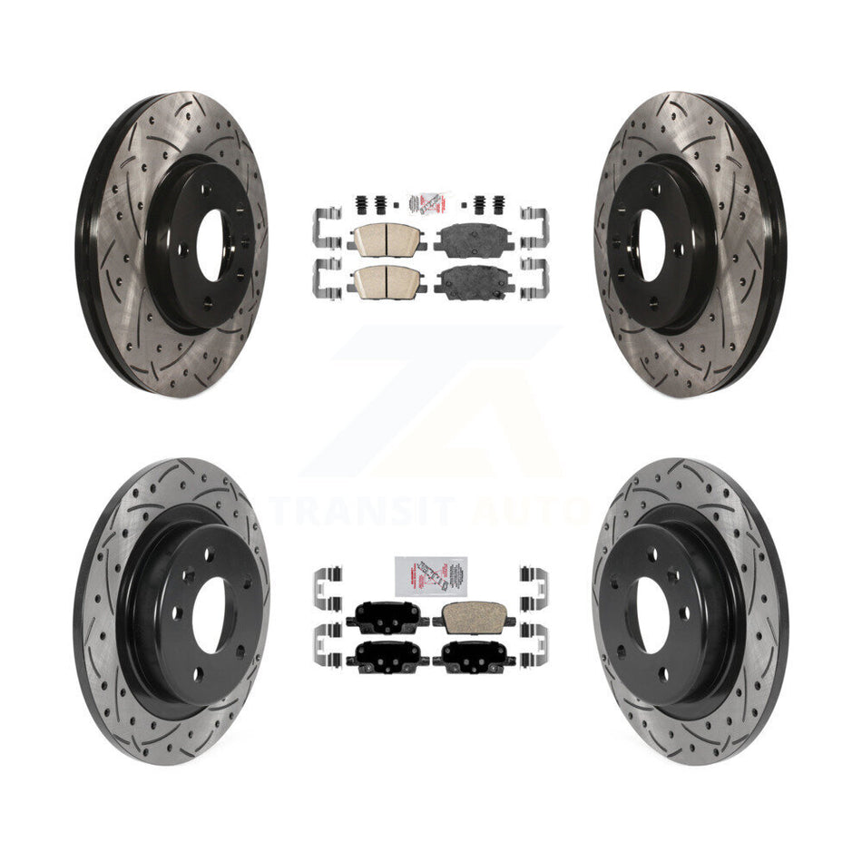 Front Rear Ceramic Pad & Coated Drilled Slotted Disc Brake Rotor Kit For Chevrolet Malibu KDA-100797