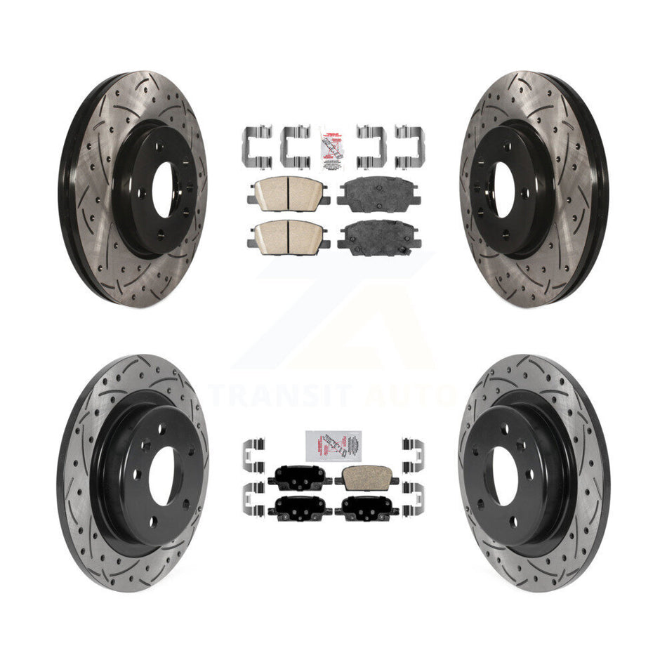 Front Rear Ceramic Pad & Coated Drilled Slotted Disc Brake Rotor Kit For Chevrolet Malibu KDA-100799