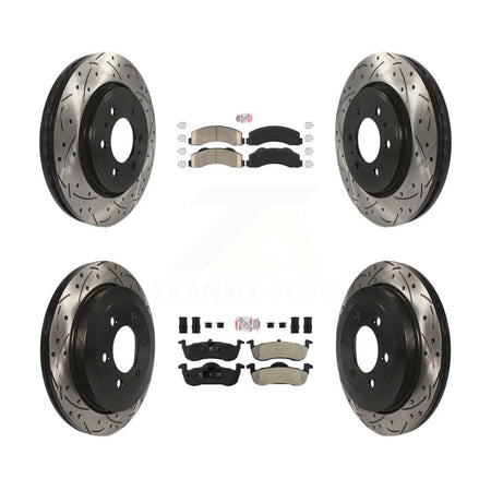 Front Ceramic Rear Semi-Metallic Pad Drill Slot Disc Brake Rotors Kit For Ford Expedition KDA-100804
