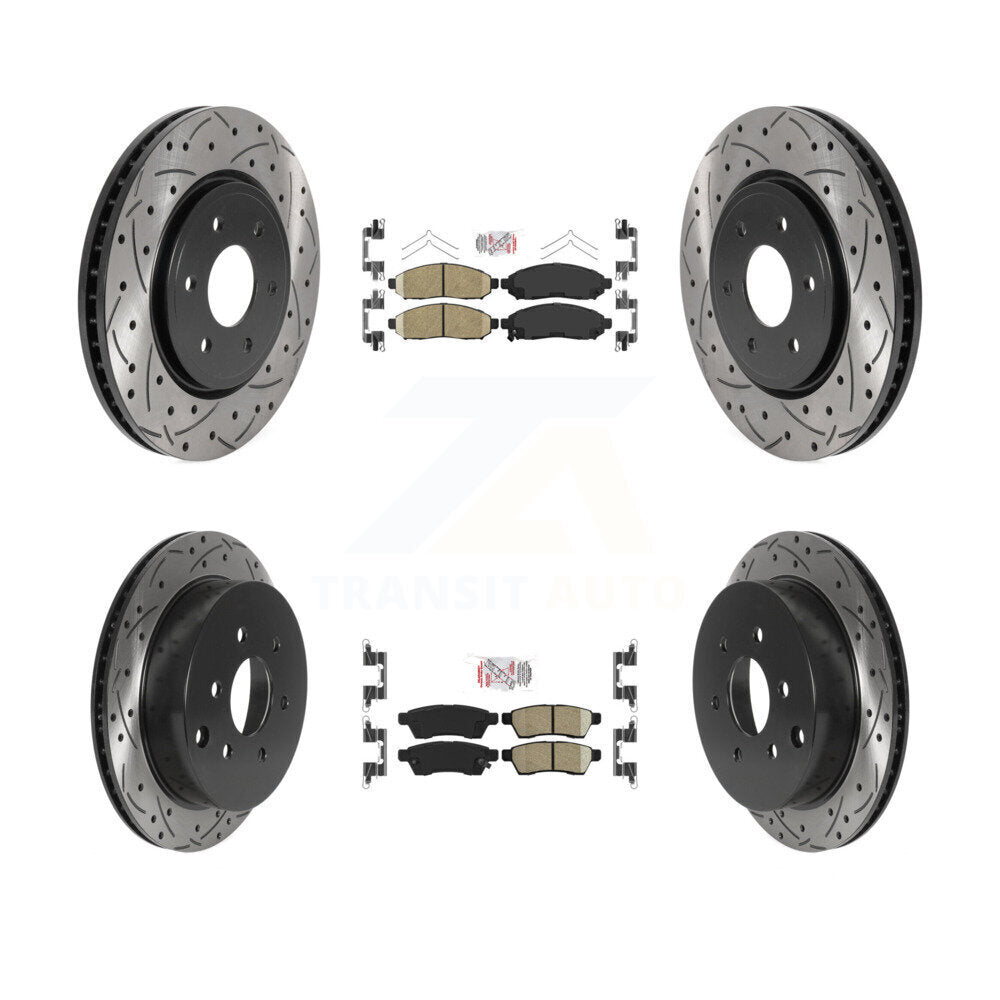Front Rear Ceramic Pad Drill Slot Disc Brake Rotors Kit For Nissan Frontier Xterra Suzuki KDA-100809
