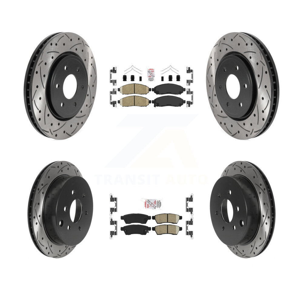 Front Rear Ceramic Pad Drill Slot Disc Brake Rotors Kit For Nissan Frontier Xterra Suzuki KDA-100811