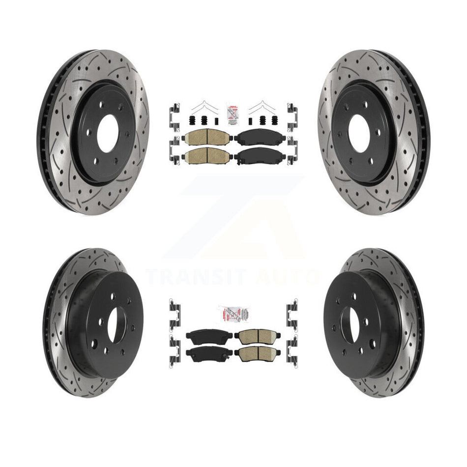 Front Rear Ceramic Pad Drill Slot Disc Brake Rotors Kit For Nissan Frontier Xterra Suzuki KDA-100811