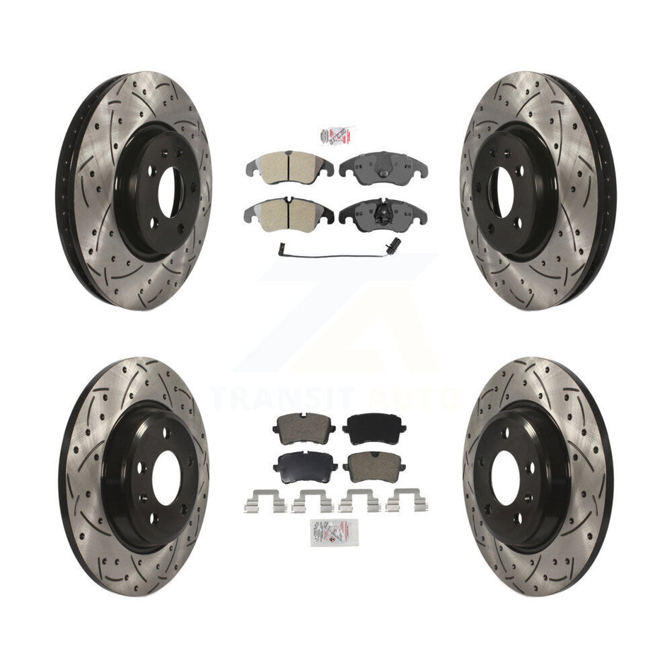 Front Rear Semi-Metallic Pad And Coated Drilled Slotted Disc Brake Rotors Kit For Audi A6 KDA-100815