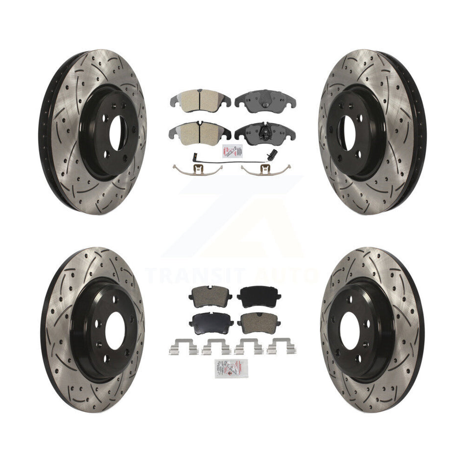 Front Rear Semi-Metallic Pad And Coated Drilled Slotted Disc Brake Rotors Kit For Audi A6 KDA-100815
