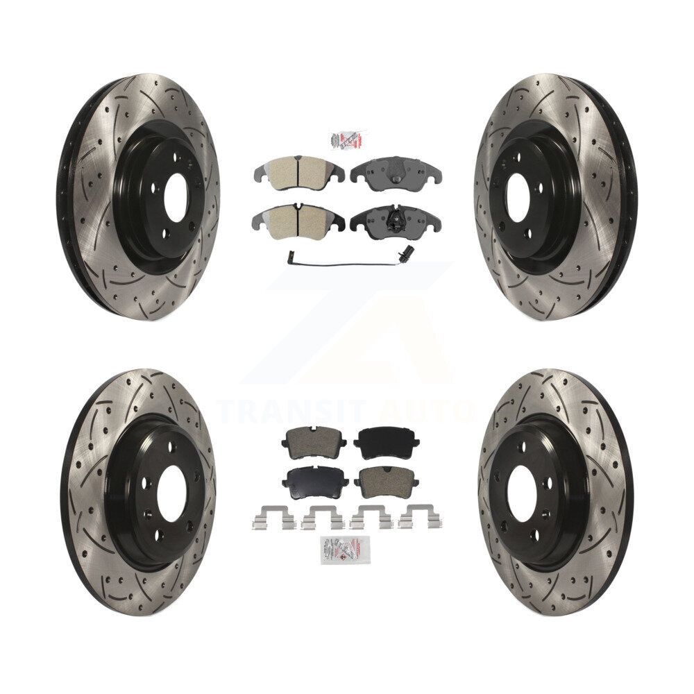 Front Rear Semi-Metallic Pad And Coated Drilled Slotted Disc Brake Rotors Kit For Audi A6 KDA-100816