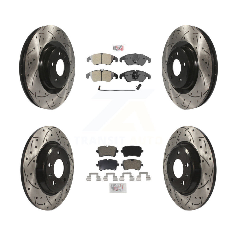 Front Rear Semi-Metallic Pad And Coated Drilled Slotted Disc Brake Rotors Kit For Audi A6 KDA-100816