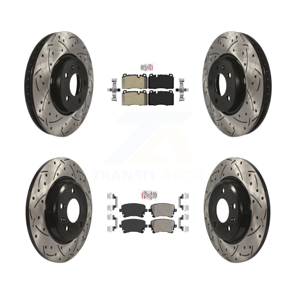 Front Rear Semi-Metallic Pad Drill Slot Disc Brake Rotor Kit For 2016 Audi Q5 FLEX engine KDA-100818