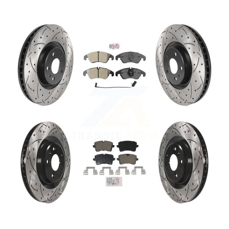 Front Rear Semi-Metallic Pad And Coated Drilled Slotted Disc Brake Rotors Kit For Audi A6 KDA-100819