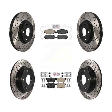 Front Rear Ceramic Pad Coated Drilled Slot Disc Brake Rotor Kit For Honda Civic Acura ILX KDA-100822
