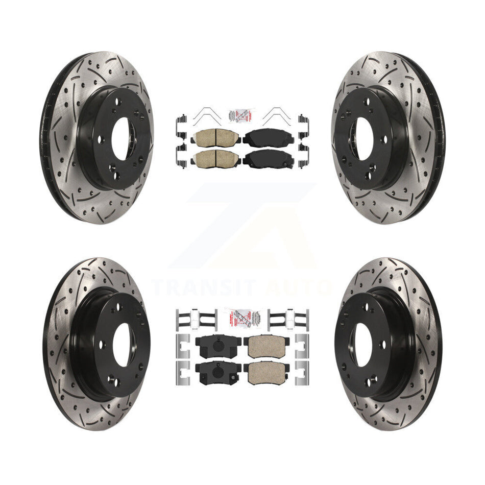 Front Rear Ceramic Pads And Coated Drilled Slotted Disc Brake Rotors Kit For Honda Civic KDA-100823